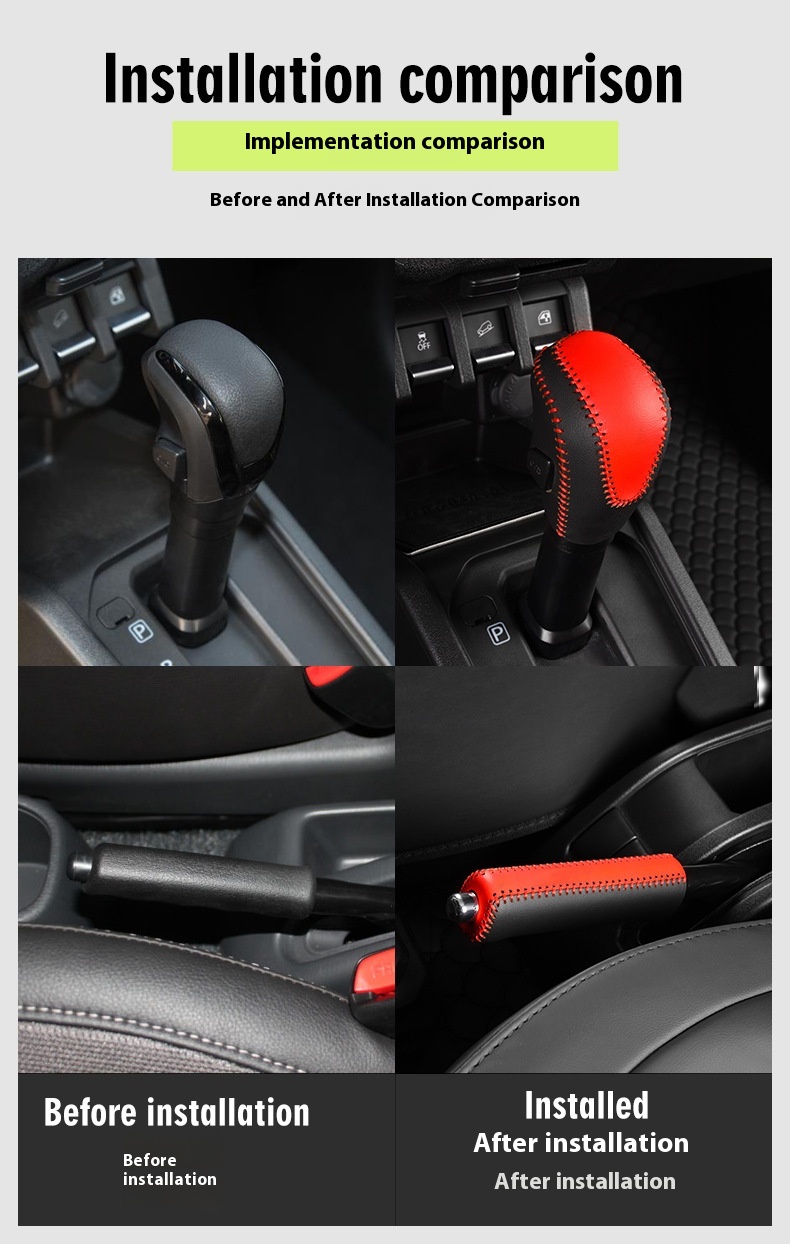 For Suzuki Jimny Leather Gear Shift Handle Cover Interior Modification Kit for JB74 JIMNY