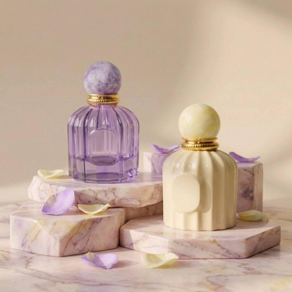 Empty Perfume Bottles 100ml Ribbed Glass Cylinder Spray Ball Round Cap