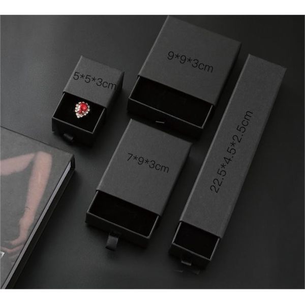 Jewelry Earring Necklace Black Logo Printing Organizer Drawer in Kraft Paper for Bag