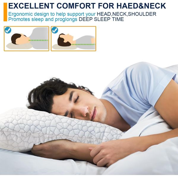 Anti Dust Mite Cooling Gel Pillow Adjustable Bamboo Pillow for Side and Back Sleepers