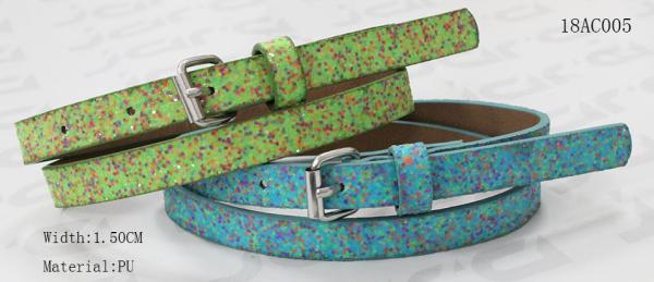 Glittery Dot Printing Kids Fashion Belts With Antic Silver Buckle 1.5cm Width