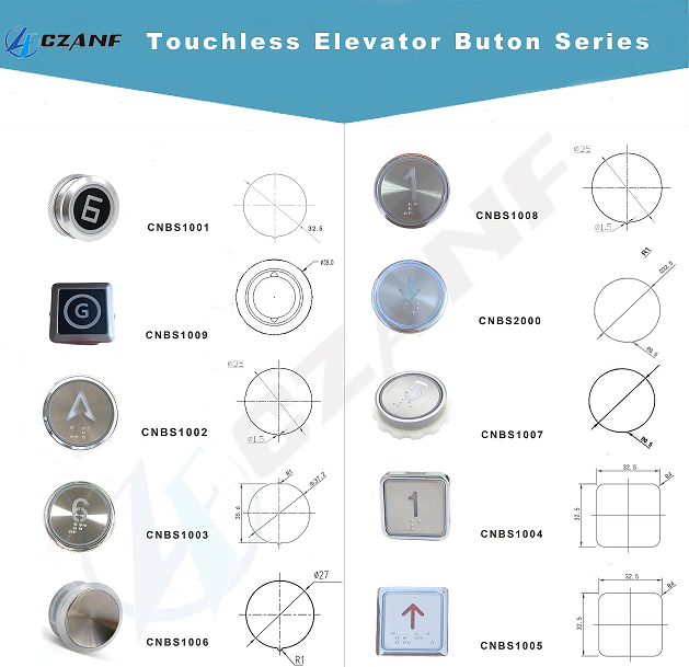 Elevator Spare Parts Round Non Touch Elevator Sensor Button Touchless Button for Elevator Lift Cop Lop