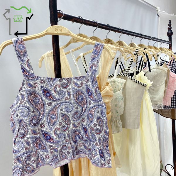Sexy Women Mixed Colors Used Short Sleeve Spaghetti Strap Tank Top Short Fashion