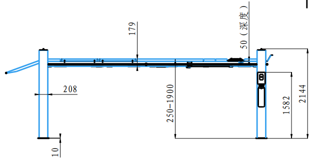 4 Post Wheel Alignment Lift Rack Manual Lock Lift Height 1900mm