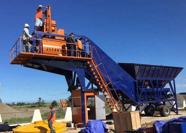 Mobile Ready Mix Portable Concrete Mixer Batching Plants Fully Automatic Control