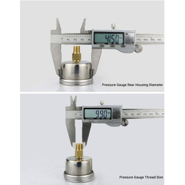 41.5mm Back Mounted Pressure Gauge for Water and Gas Applications in Biogas Systems