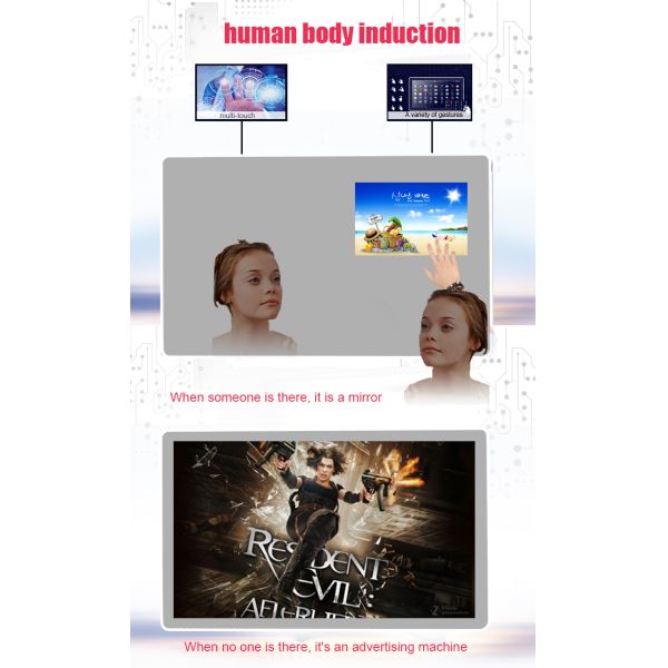 43 Inch Motion Sensor Wall Mount LCD Display Magic Mirror Lcd Advertising Screen