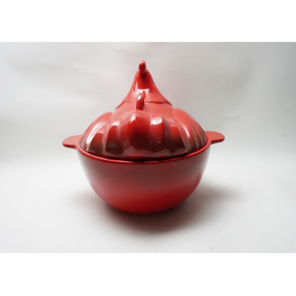 Rooster Shaped Ceramic Houseware Covered Baking Bowl Hand Painted Stoneware Earthenware