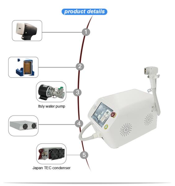 Skin Rejuvenation Hair Removal Laser Diodo 755 808 1064 with 1-400ms Pulse Duration