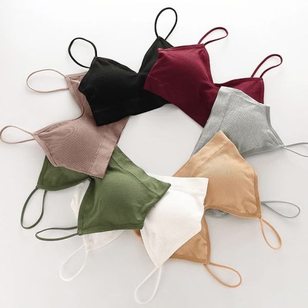Strap Wrapped Ladies Wear Sexy Beautiful Back Small Chest Short Vest to Prevent Exposure With Chest Pad Tube Top Sports Bra