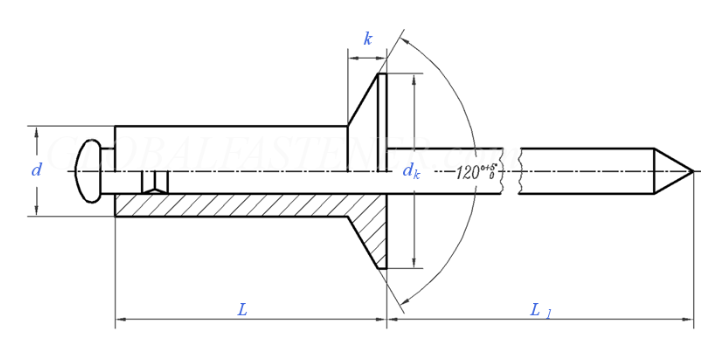 DIN7337 (A)/(B) DIN EN ISO 15977 15982 Break Mandrel Blind Rivets Flat / Countersunk Head