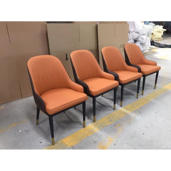 Nordic Orange Retro Dining Chairs Ergonomic Design Coffee Shop Restaurant Marble Dining Table Modern Armchairs
