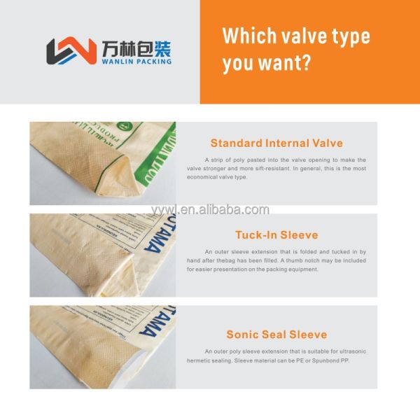 Цемент пустой PP блок клапанного мешка дно 25 кг 40 кг 50 кг