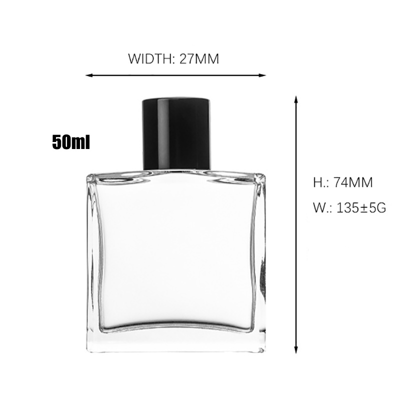 Flat Shape Spraying Glass Perfume Bottles elegant design exquisite craftsmanship perfect for luxury fragrance packaging and display 50ml 100ml