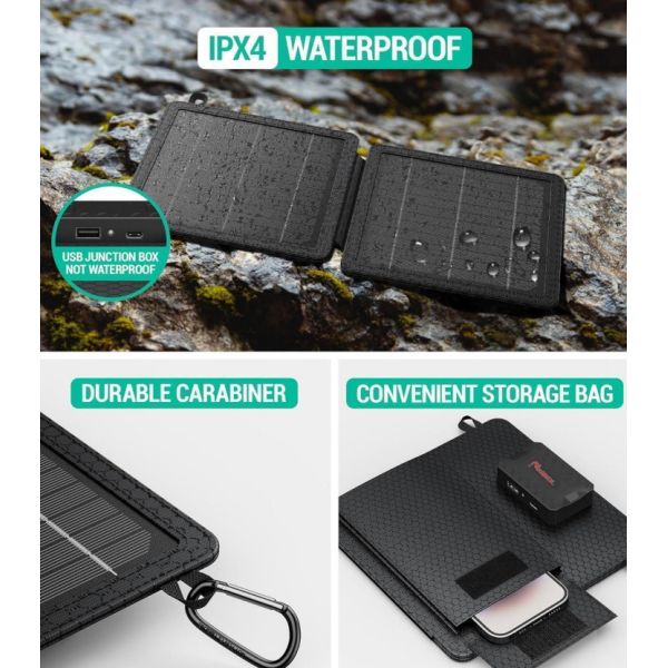10 Вт портативный солнечный зарядный блок для кемпинга 5В 2А водонепроницаемый IPX4