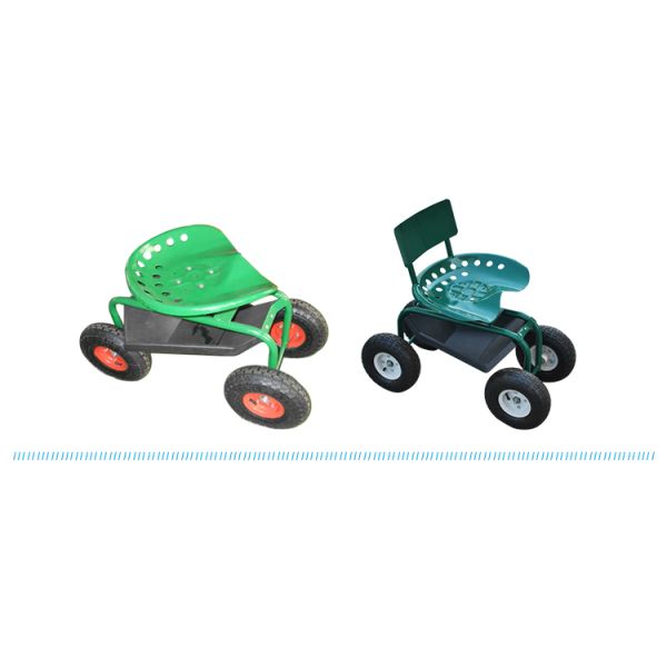 Manual Tractor Seat On Wheels Garden Cart Metal Swing Garden Rolling Work Seat