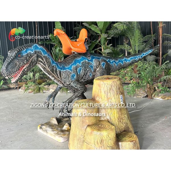 Ce Certified Animatronic Dinosaur Ride Velociraptor Ride 4m Length
