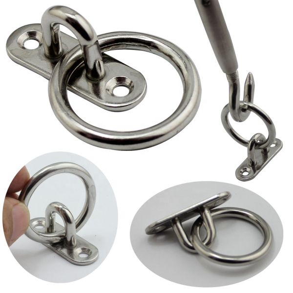 Heavy Duty Marine Stainless Round Ring Attached Oblong Eye Plate