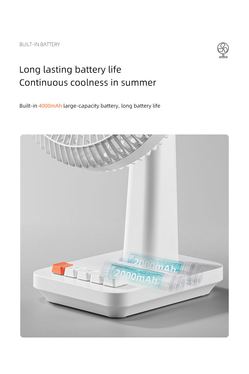 FUSMLI 2025 Usa Wholesale Supply Portable Fan 4000mah Summer Camping Desk Rechargeable Fan with an oscillating head