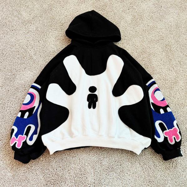 Custom Chenille Patch Thick Hoodie Heavyweight Pullover Sweatshirts Oversized Towel Chenille Embroidery Hoodies For Men