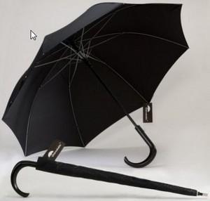 Black Men's Walking Stick Umbrella , Large Black Umbrella Wooden Handle 14 Ribs
