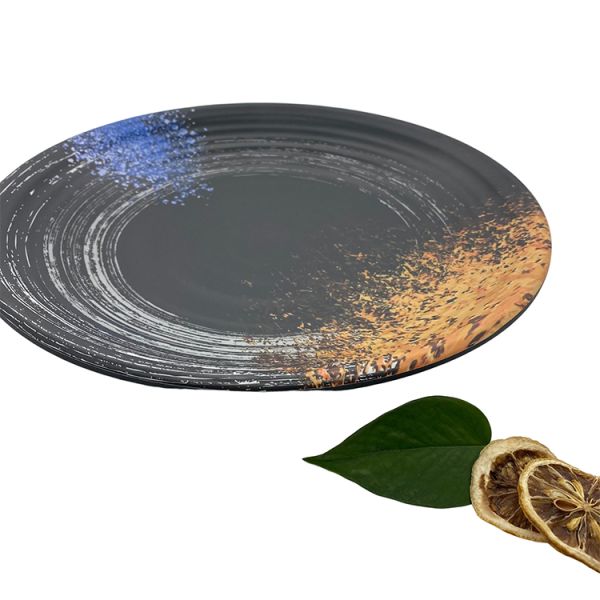 Smooth Home Melamine Dinner Plates 11'' Round Shape With Strip Galaxy