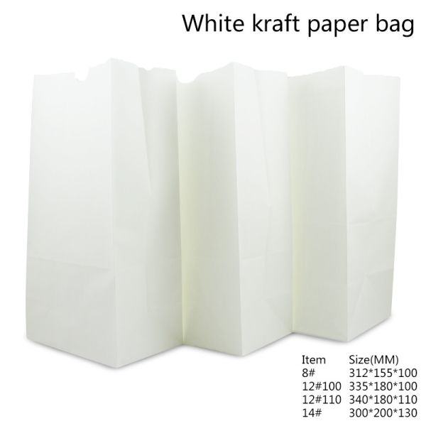 Recyclable 60gsm 70gsm White Kraft Paper Carry Bags For Food Packaging
