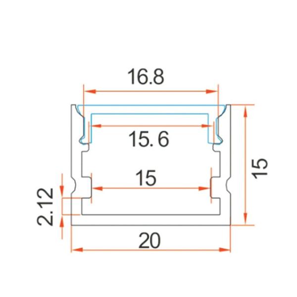 20 X 15mm Aluminum LED Profile LED Strip Light Channel With Accessories