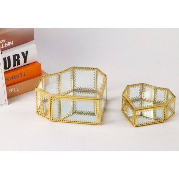 Glass Greenhouse heart shape Lace jewelry accessories gift package box cover circle boxes glass display box