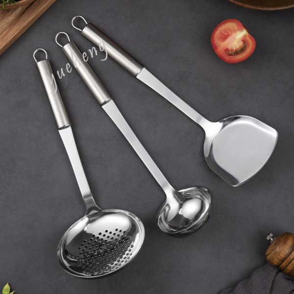 Stianless steel Slotted skimmer soup scoop for kitchen  cooking tool