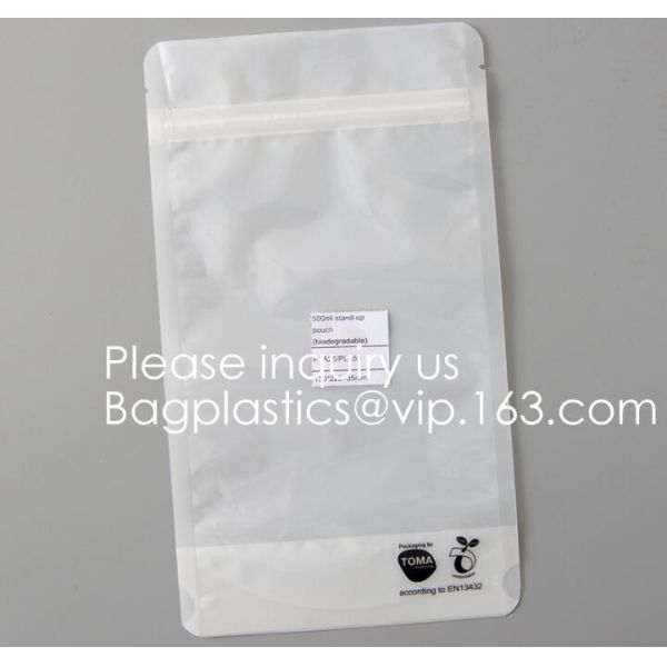 BIODEGRADABLE COMPOSTABLE, PLA, CORN STARCH PLA Stand Up Pouch Zipper Bag , Zipper Bag For Food, ECO FIRNEDLY, GREEN PAC