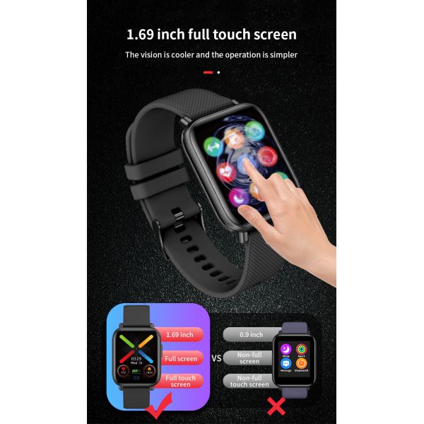 200mAh Fitness Tracking Smartwatch BLE5.0 Bluetooth Blood Pressure Monitoring
