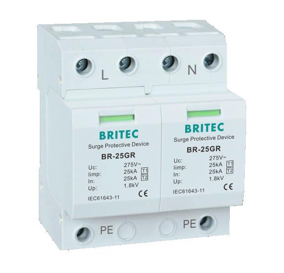 BR-25GR 1+1 Lightning 25kA Type 1 Surge Protection Device  thunder protection spd