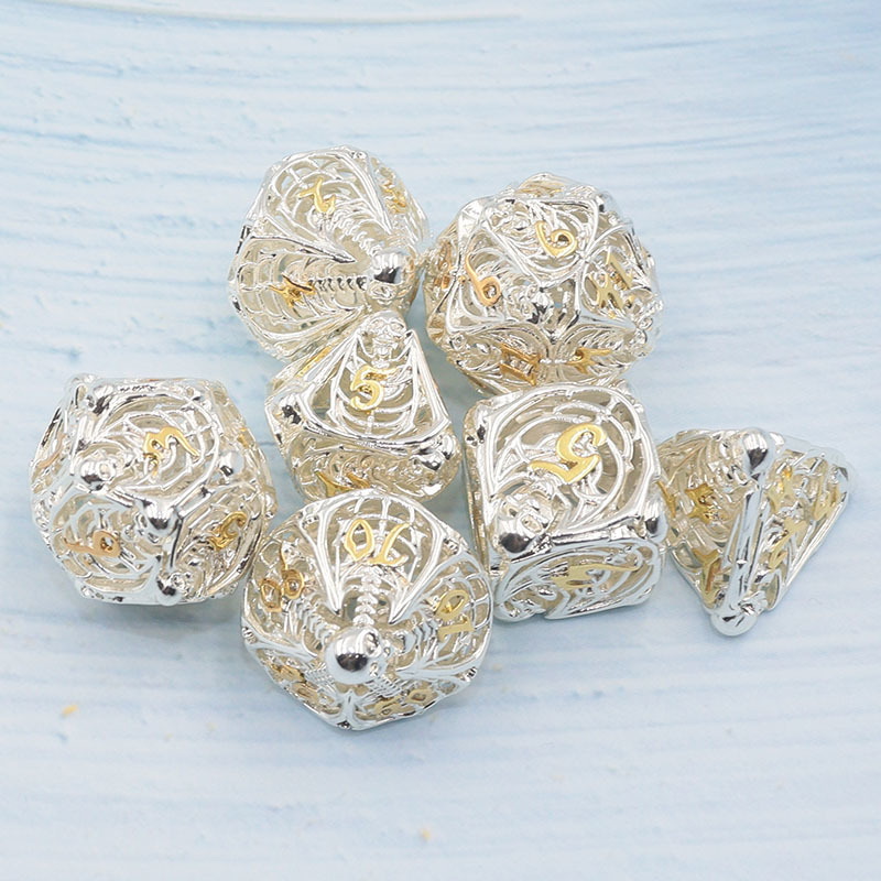 Brass Hollow Dice Set with Customized Logo and 16MM-20MM Size for DND RPG Games