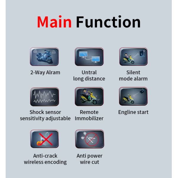 36V - 72V Motorcycle 2 Way Alarm For Yamaha Anti Cut ISO9001