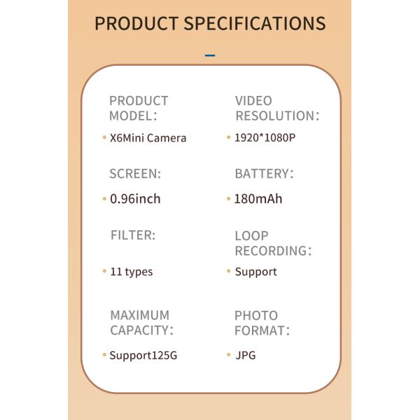 Ultra Mini High Definition Digital X6 Mini Camera Support 32GB TF Card