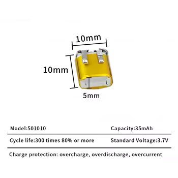 501010 3.7V 35mAh Lipo Rechargeable Polymer Lithium Battery for Bluetooth Headset Smart Watch GPS