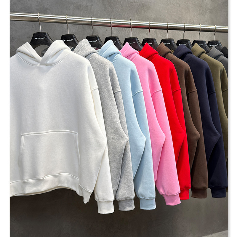 Men 345G Heavyweight Oversized Hoodie, Fleece Lined Drop-Shoulder Blank Pullover, Custom OEM ODM