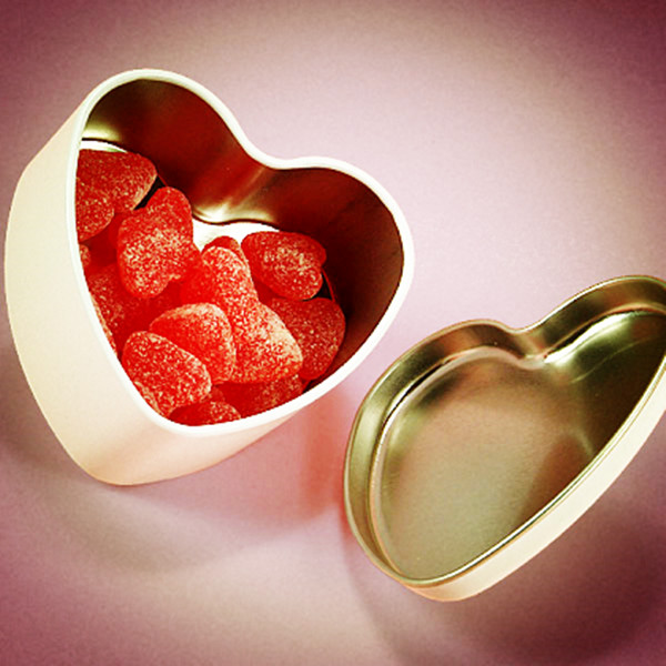 Sweet Heart Gift Tin Box With Diamond For Chocolate/Candy/Tea
