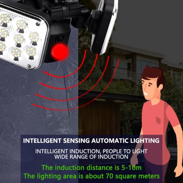 Dual Head Led Outdoor Wireless Solar Powered PIR Motion sensor Solar Garden Wall Light