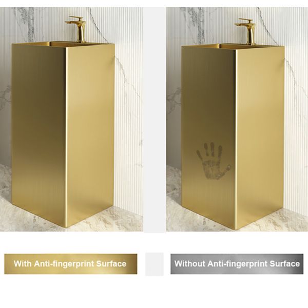 Stainless Steel 304 Bathroom Standing Sink , Square Column Pedestal Wash Basin