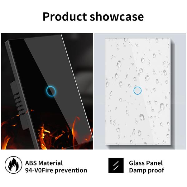 118Types US/AU/Brazil Standard Tempered Glass Panel 4Gang Touch Light Switch With LED Indicator Sensor Buttons