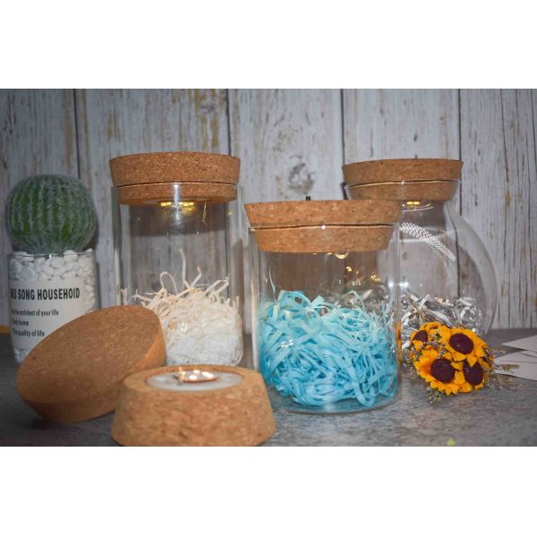 LED Light Natural Cork Lids Inserted Button Battery For Micro Landscape