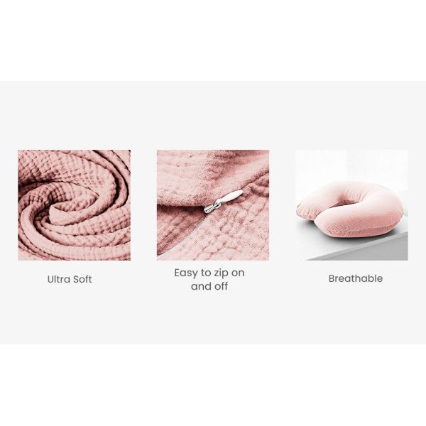 2 Pack 100% Cotton Nursing Pillow Covers, Soft & Adorable Slipcovers with Zipper Closure