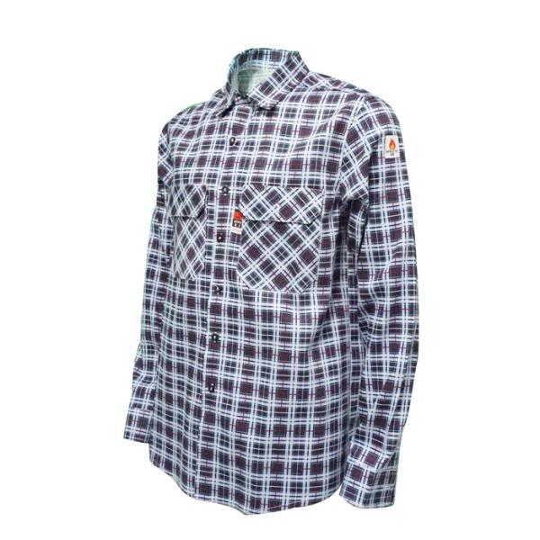 Long Sleeve FRC NFPA 2112 CAT 2 FR Shirt ARC Rated 6.5 Oz Plaid Pattern