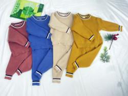 Unisex stripe knitted baby clothes set long sleeve knit baby girl sweater