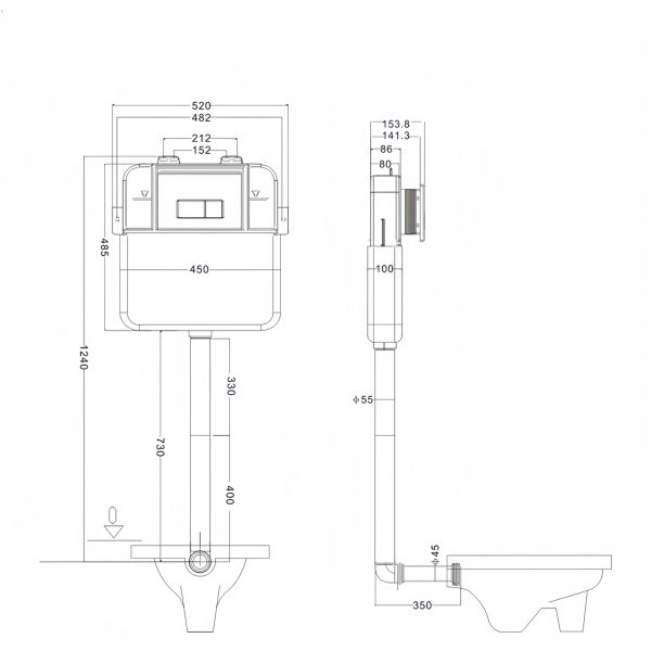 Conceal Tank Bracket Chaozhou OVS Modern Ceramic Toilet WC Dual-Flush Style with Frame
