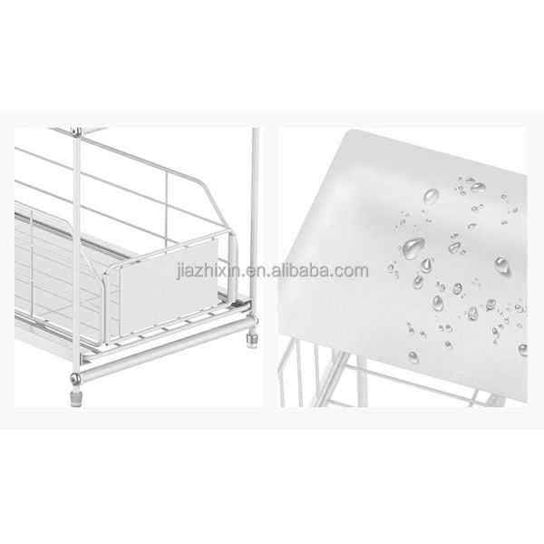 Under Sink Storage Shelf 2 Tier Bathroom Organizer Multi-Purpose Desktop Spice Rack Bottom Pull Out Drawer for Kitchen Cabinet