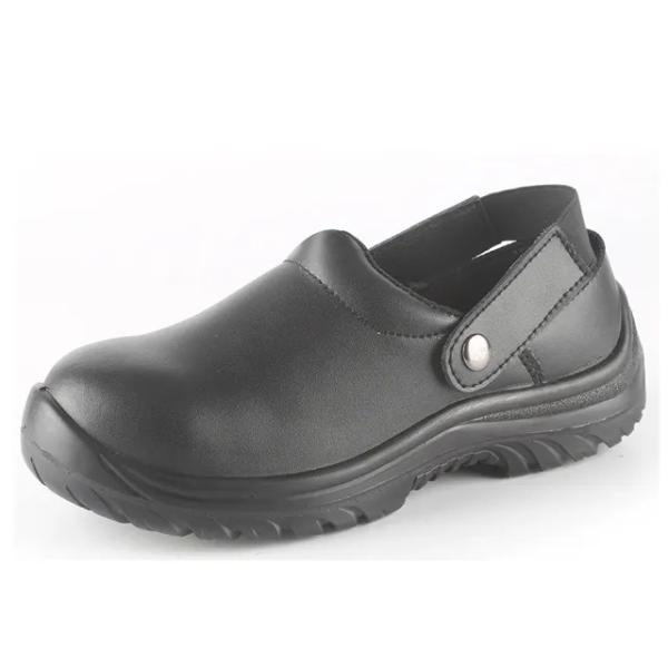 Action Leather Kitchen Safety Shoes Waterproof Steel Toe Slip Resistant Shoes Black
