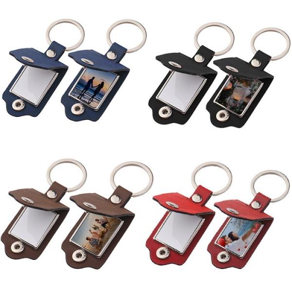 Photocadre en cuir sublimé en blanc sur mesure porte-clés multi-fonctionnel bricolage porte-clés en cuir photo ornements suspendus